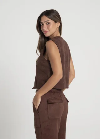 Chaleco gamuza al corte con broches  - Vista 4