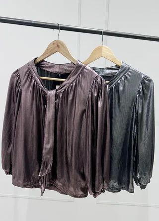 Blusa metalizada con lazo - Vista 5