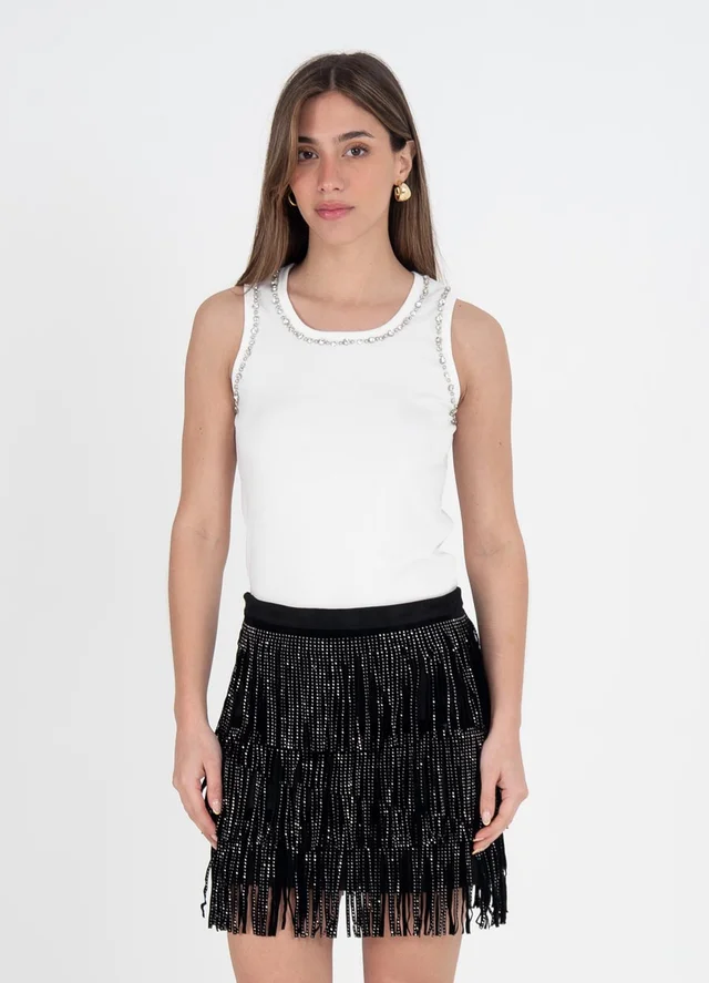 Musculosa algodon con piedras en sisa 