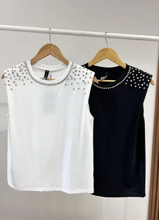 Musculosa con piedras en hombro  - Vista 4