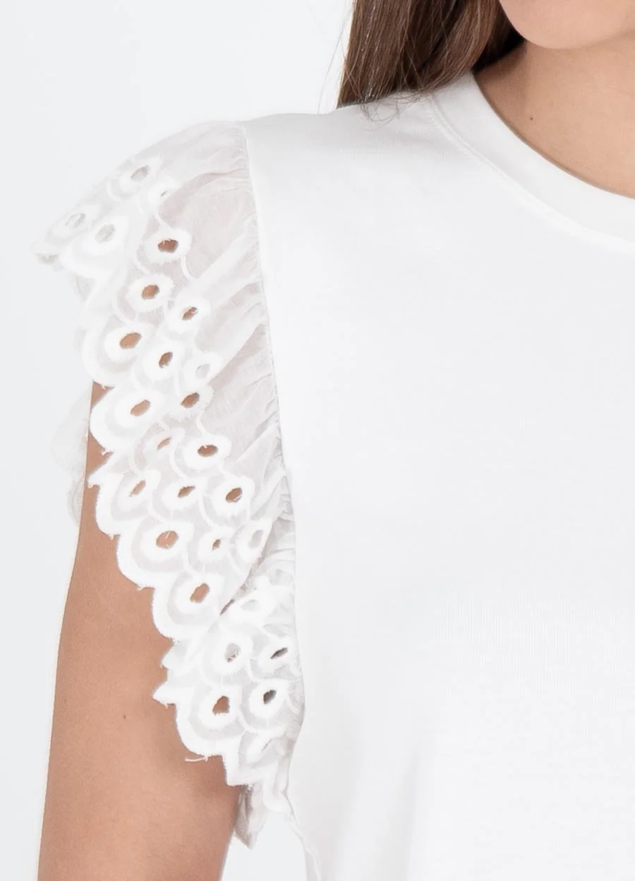 Remera crop broderie 