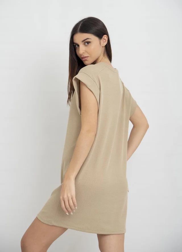 Vestido waffle con vista en manga