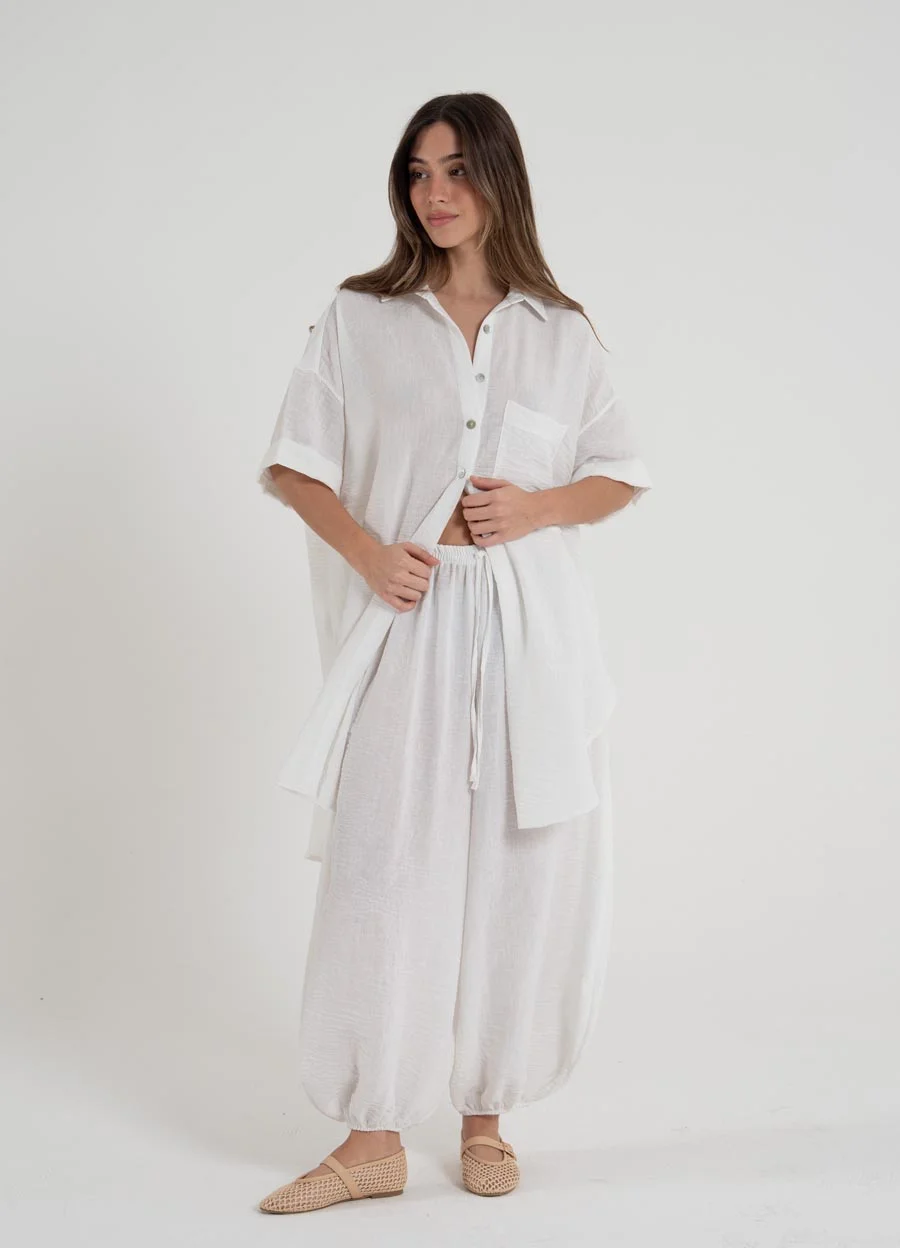 Pantalon balloon lino rustico 