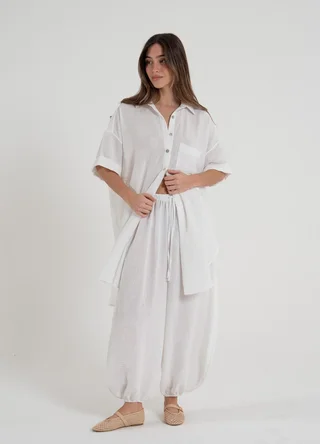 Pantalon balloon lino rustico  - Vista 6