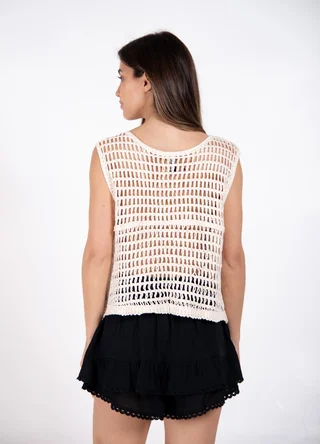 Musculosa tejida c/florcitas y cartera  - Vista 5