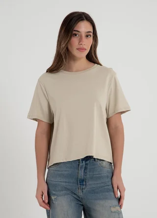 Remera crop lisa de algodon - Vista 3