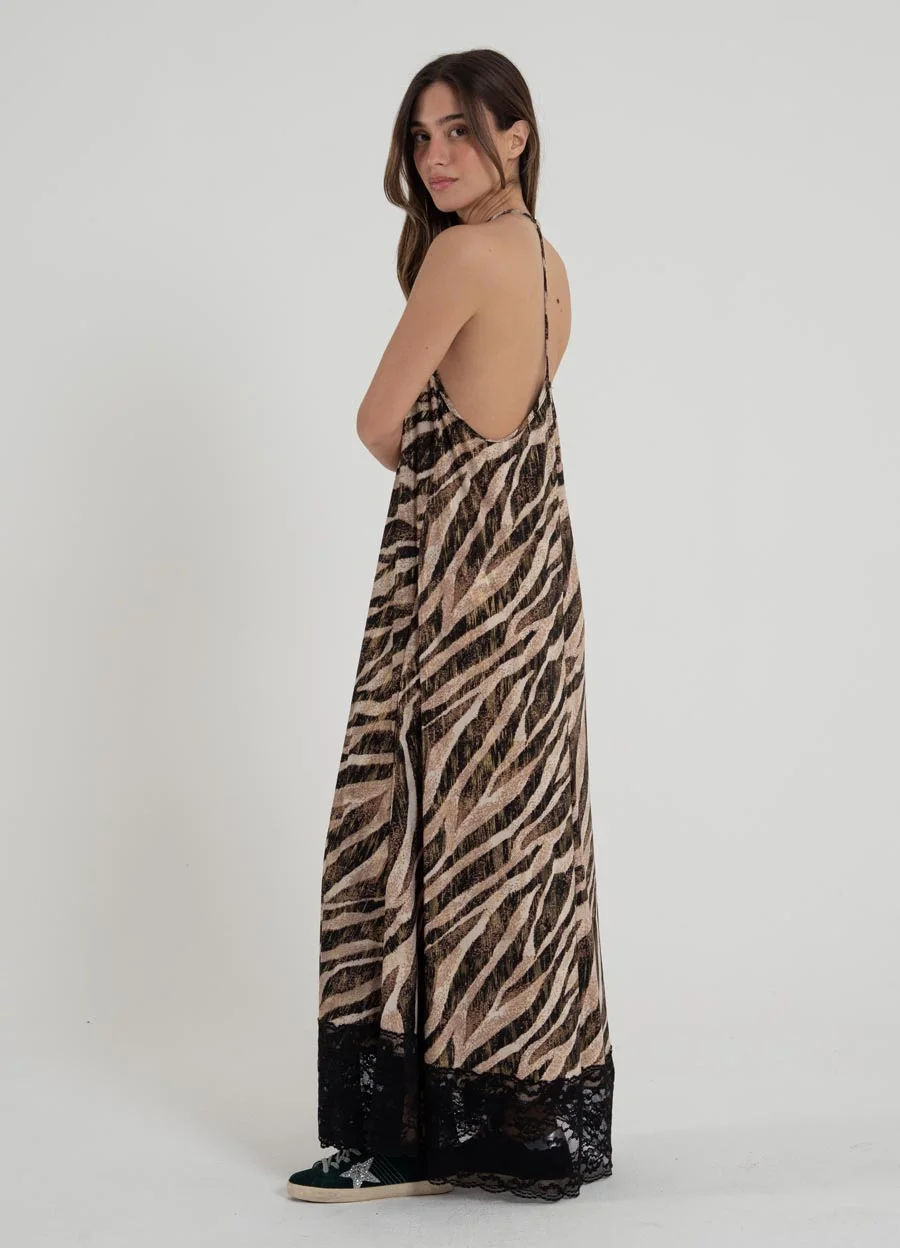 Solero largo print con puntilla 