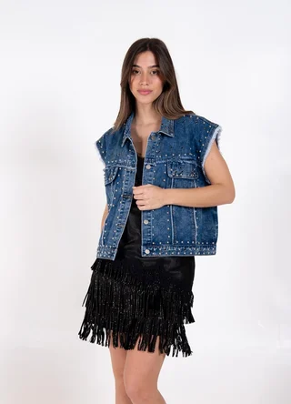 Chaleco denim full tachas  - Vista 1