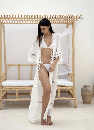 Kimono largo voile con recortes  - Vista 3