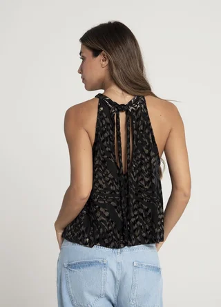 Blusa tul print con tira en espalda  - Vista 4