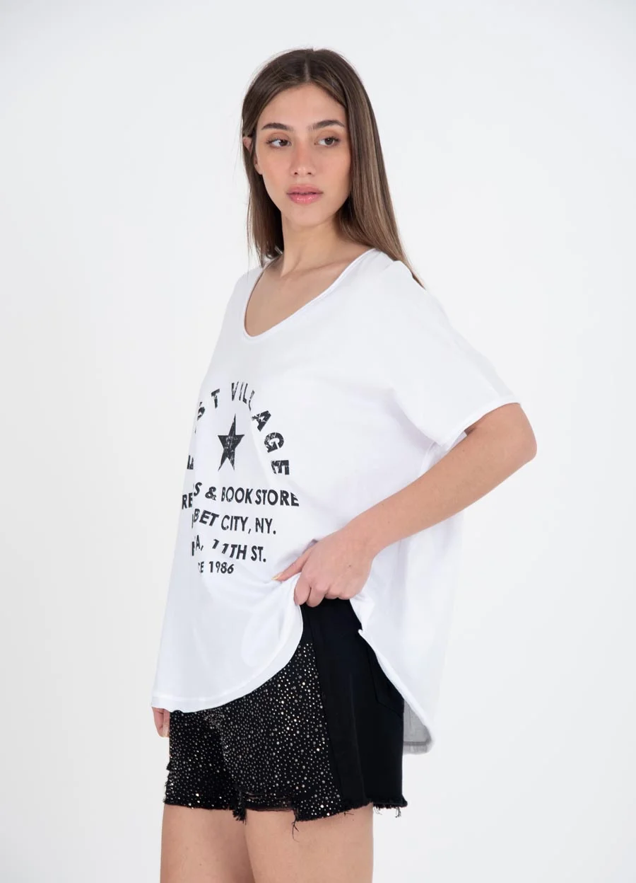 Short denim B&W strass