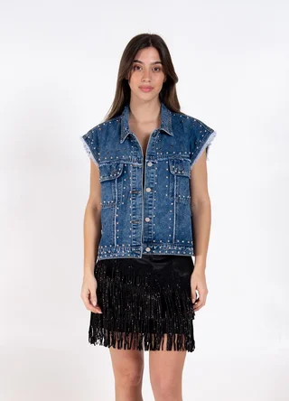 Chaleco denim full tachas  - Vista 3