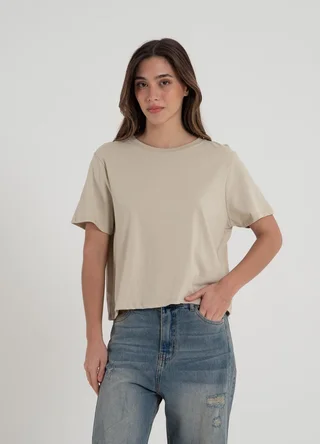 Remera crop lisa de algodon - Vista 4