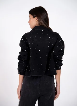 Campera denim con piedras strass - Vista 5