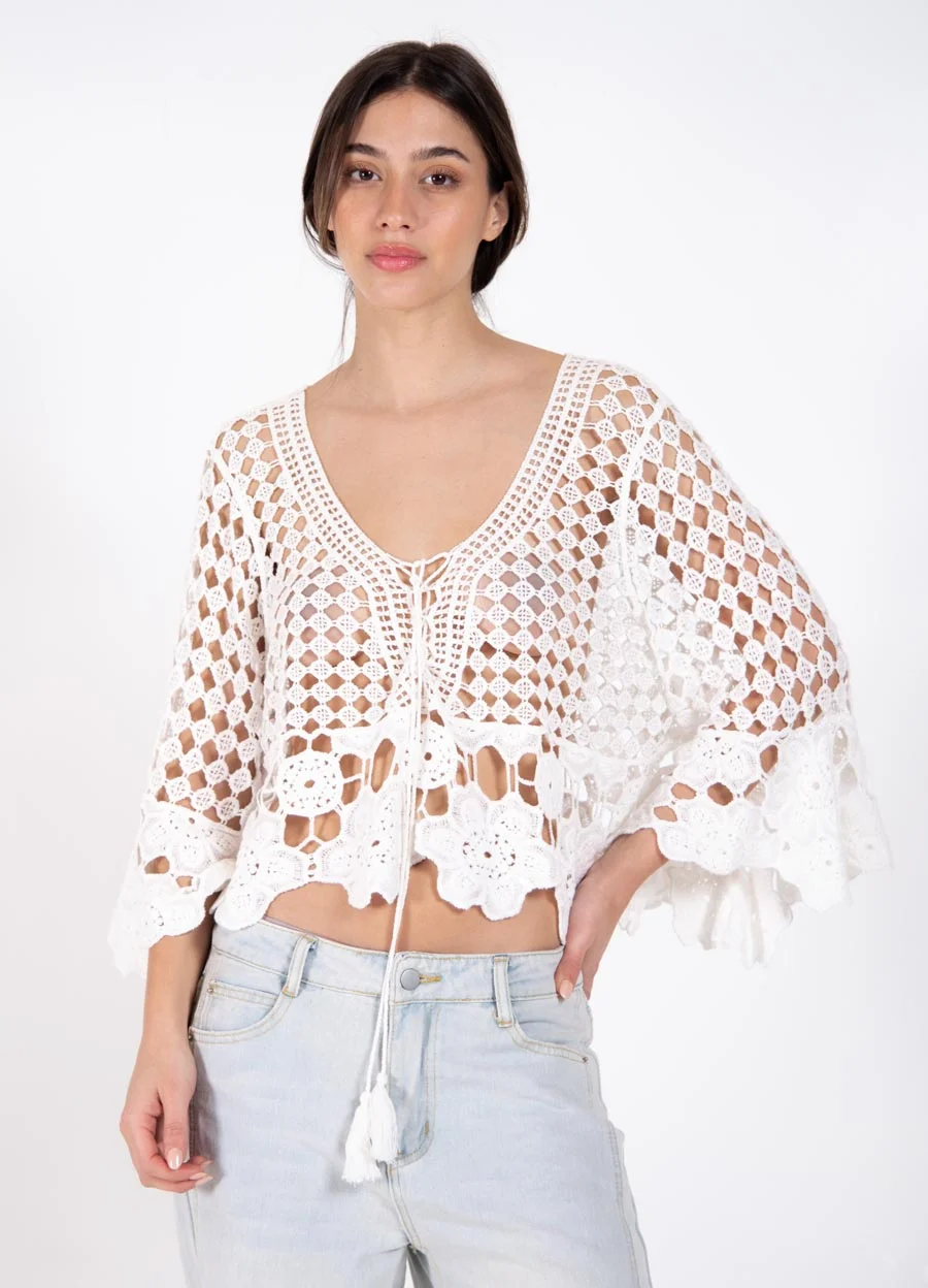 Blusa tejida con cordon 