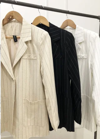 Blazer rayado lino  - Vista 4