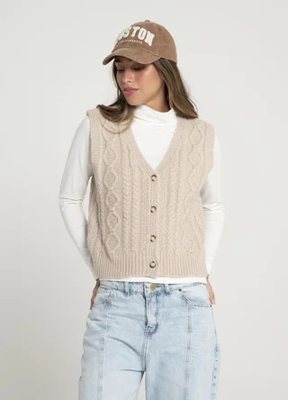Chaleco trensado con botones  - Vista 2