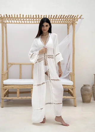 Kimono largo voile con recortes  - Vista 2