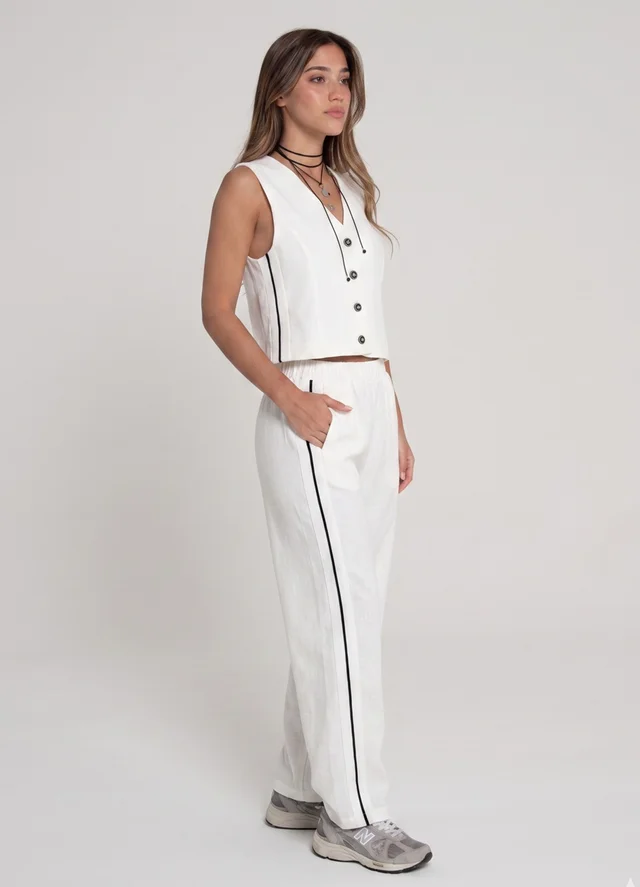 Pantalon sastrero con tira lateral y elastico
