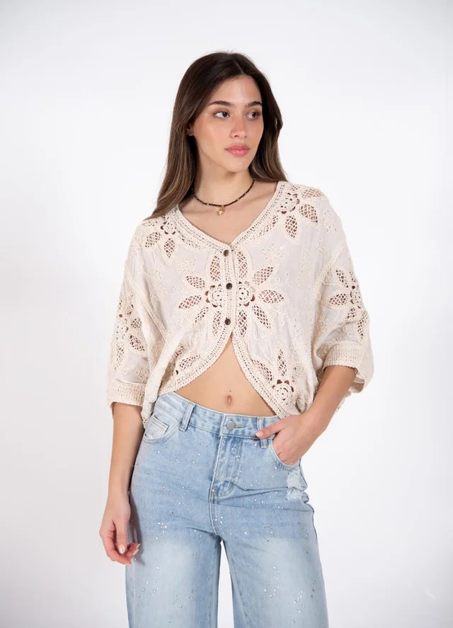 Kimono calado 3 botones