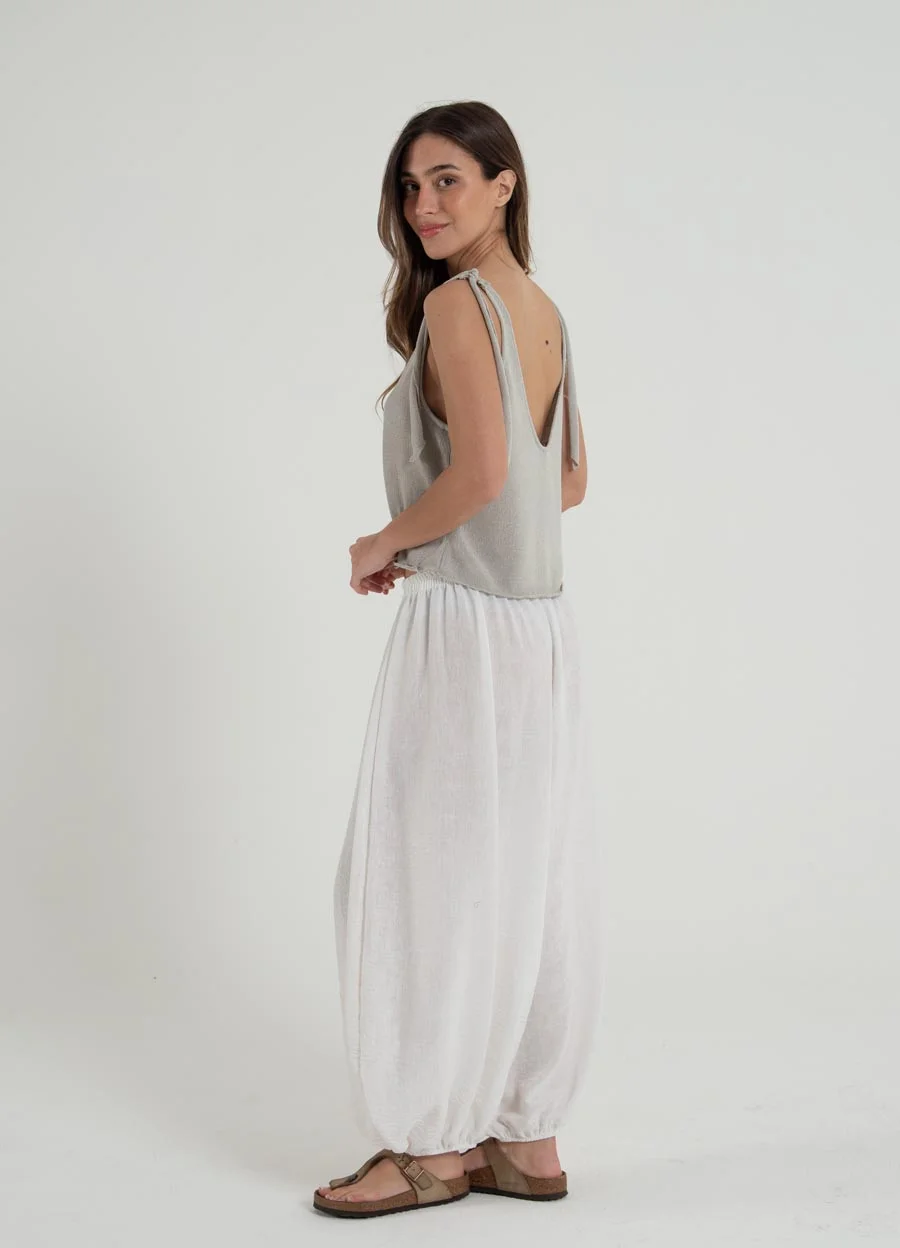 Pantalon balloon lino rustico 