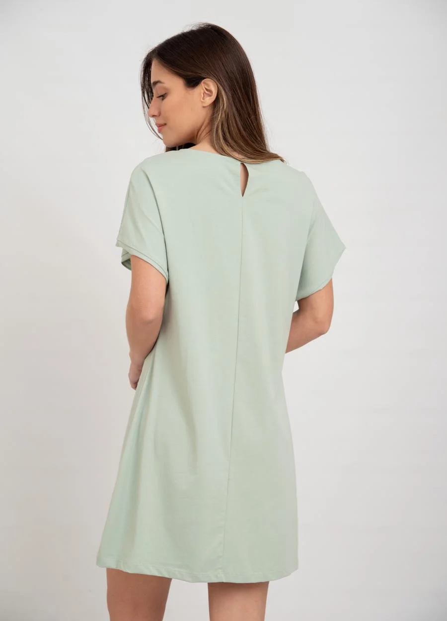 Vestido jersey corto con recorte 
