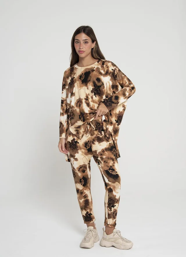 Babucha modal soft batik/print con dobladillo