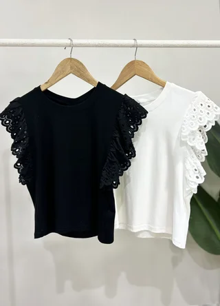 Remera crop broderie  - Vista 6