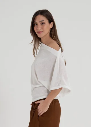 Remera tejida cuello semi bote - Vista 4