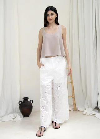 Pantalon broderie  - Vista 2