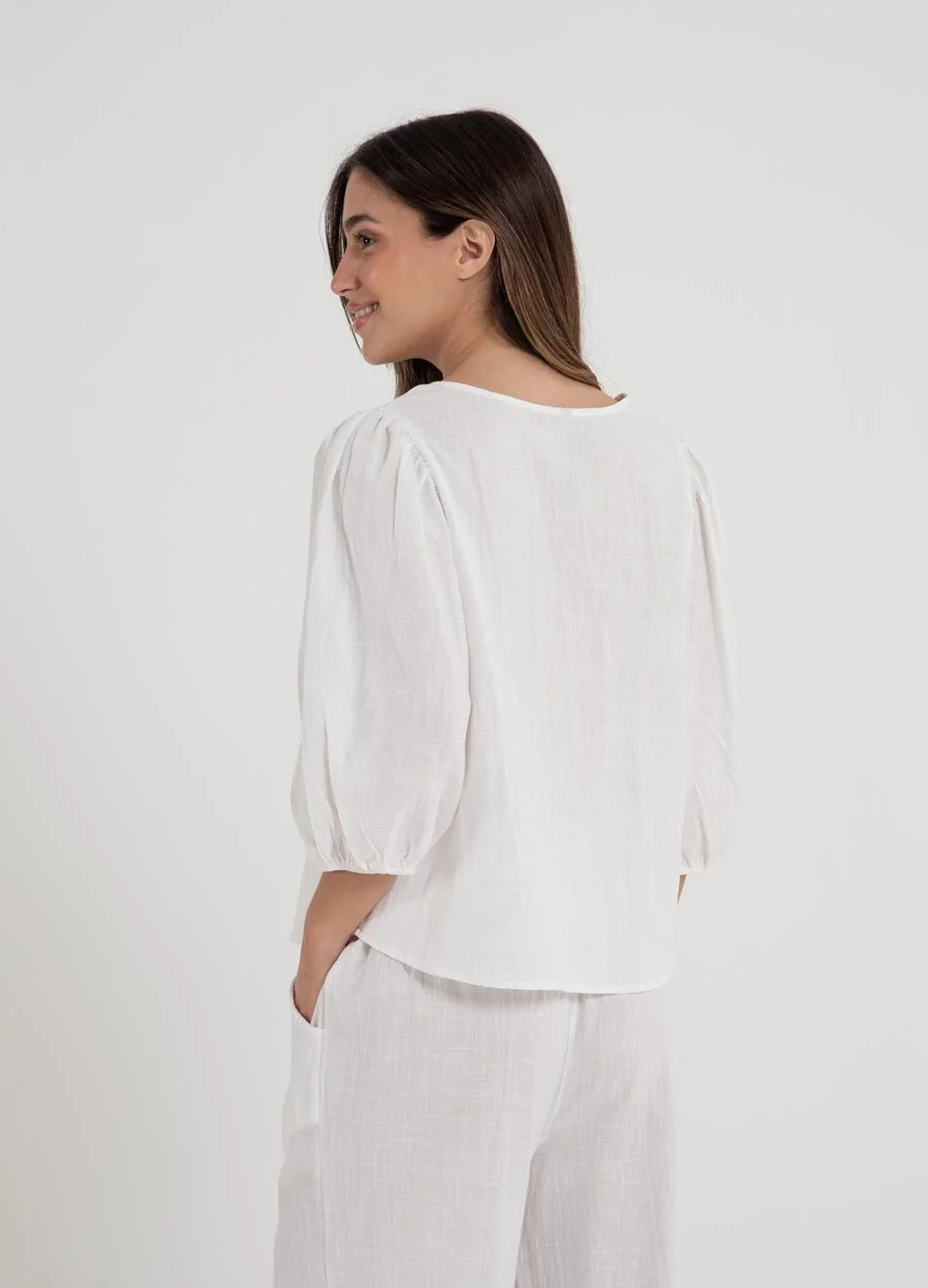 Blusa 3/4 gasa rustica con botones 