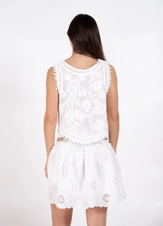 Musculosa bordada  con flecos - Vista 4