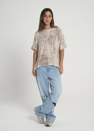 Remera morley estampada con tajos  - Vista 1