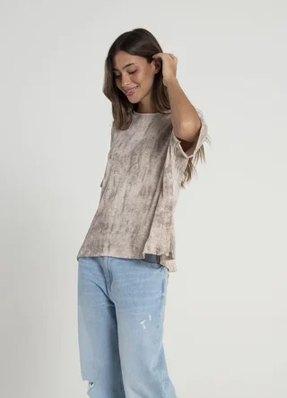 Remera morley estampada con tajos  - Vista 3