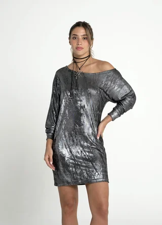 Vestido foil hombro caido - Vista 4