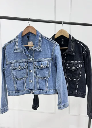 Campera denim con piedras strass - Vista 5