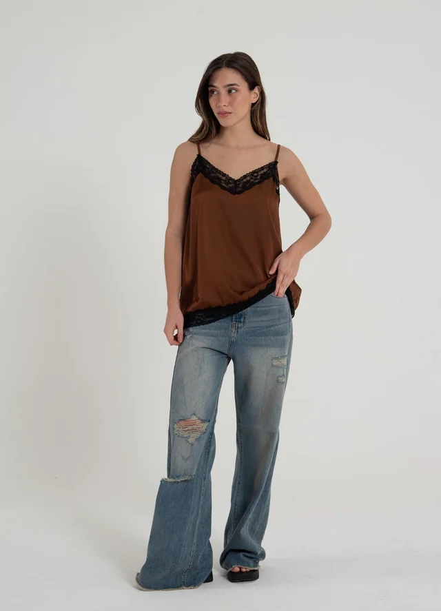 Musculosa lencera doble puntilla