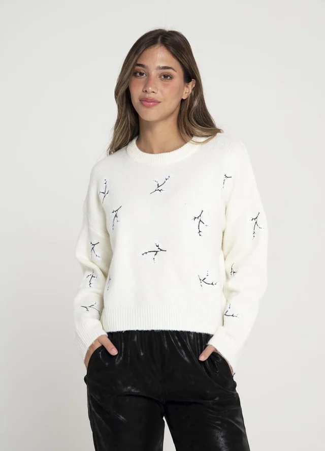 Sweater hojas con lentejuelas 