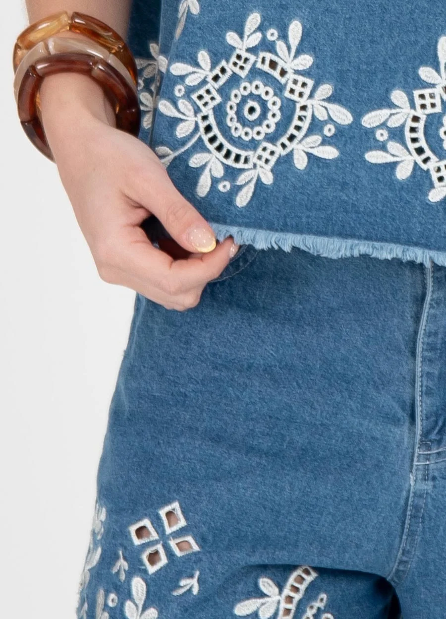Musculosa denim calada 