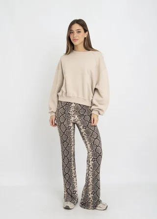 Pantalon oxford lanilla con cintura ancha  - Vista 1