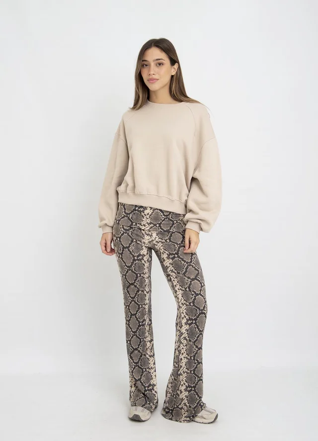Pantalon oxford lanilla con cintura ancha 