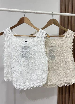 Musculosa bordada  con flecos - Vista 6