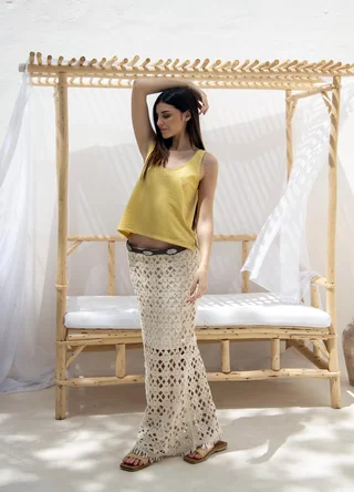 Falda crochet con cierre y flecos  - Vista 4