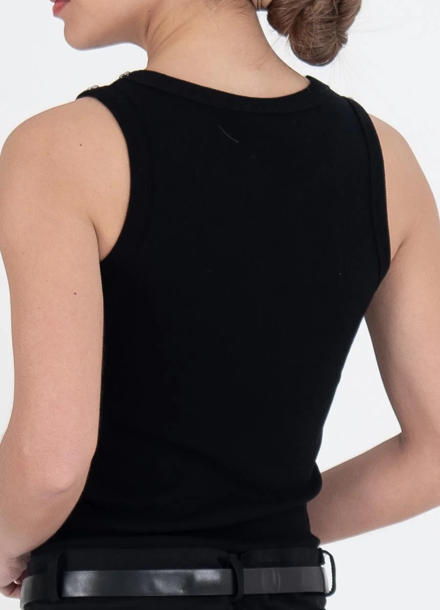 Musculosa de morley con piedras en escote 