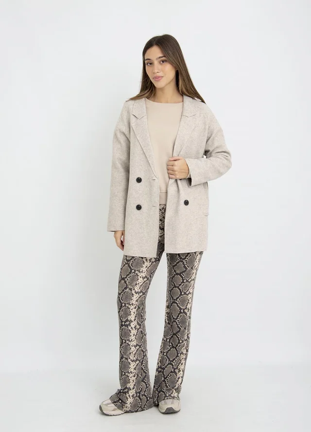 Pantalon oxford lanilla con cintura ancha 