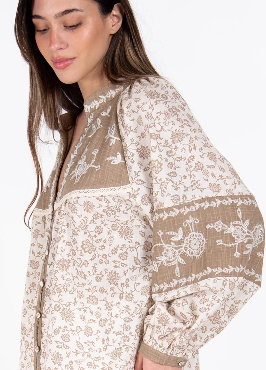 Camisola estampada bohemia 