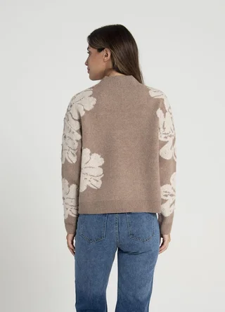 Sweater con flores y strass en manga  - Vista 5