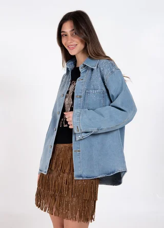 Chaqueta denim tachas en delantero con 1 bolsillo  - Vista 4