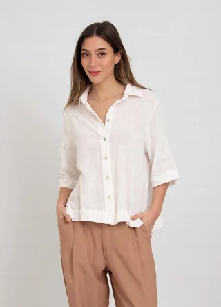 Camisa lino algodon  - Vista 3