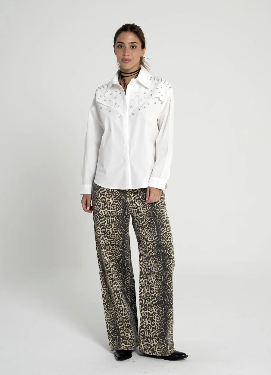 Camisa m/l con piedras 